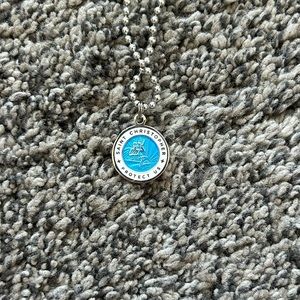 Aqua/white Get Back medium necklace. Brand new.